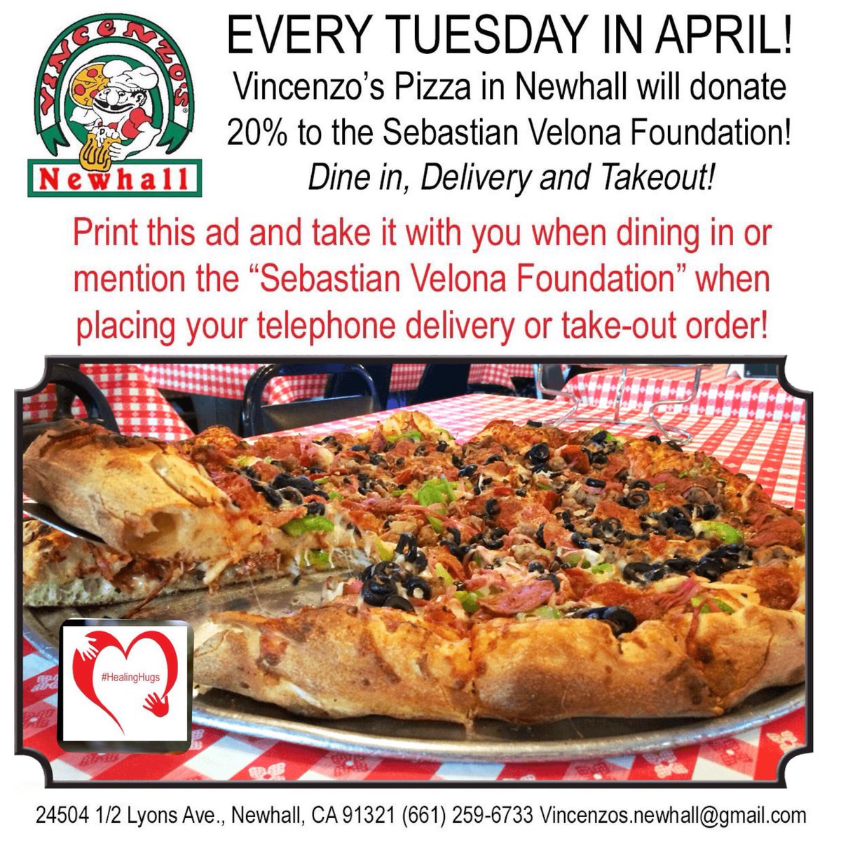 VincenzoNewhall's tweet photo. PIZZA!🍕FUNDRAISER! 🍕Help us raise money for the SEBASTIAN VELONA FOUNDATION! @CureBattenCLN8 @TeriFox777 @Michael_E_Fox @JessicatChase https://t.co/uPZOnGXWoI