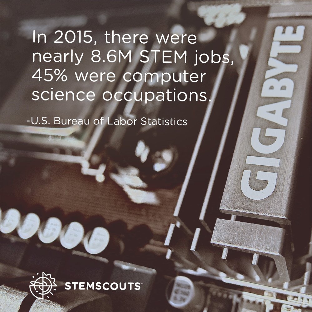 STEM_Scouts's tweet photo. Engineers made up the second largest percentage with 19. The number of #STEM jobs is still growing! #STEMScouts https://t.co/evAWg8iPXW