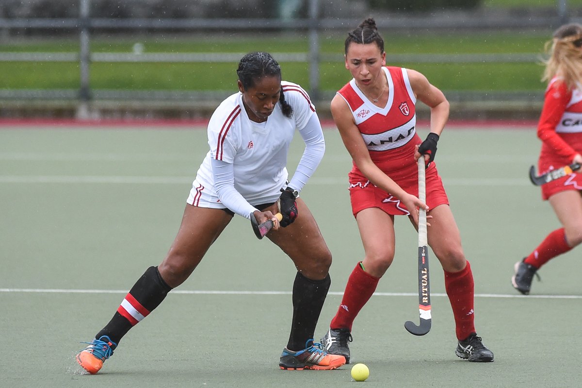 PanAmHockey's tweet photo. First Half Snaps of @FieldHockeyCan v @TTFieldHockey #CANvTTO #HWL2017 https://t.co/he6i7DWkJh