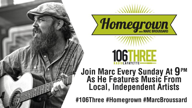 1063lafayette's tweet photo. Check out our new show "Homegrown" - hosted by #MarcBroussard, every Sunday night @ 9! https://t.co/iz9hRwYfVb
#106Three #1063RL #Homegrown https://t.co/q6Wkt2gaNX