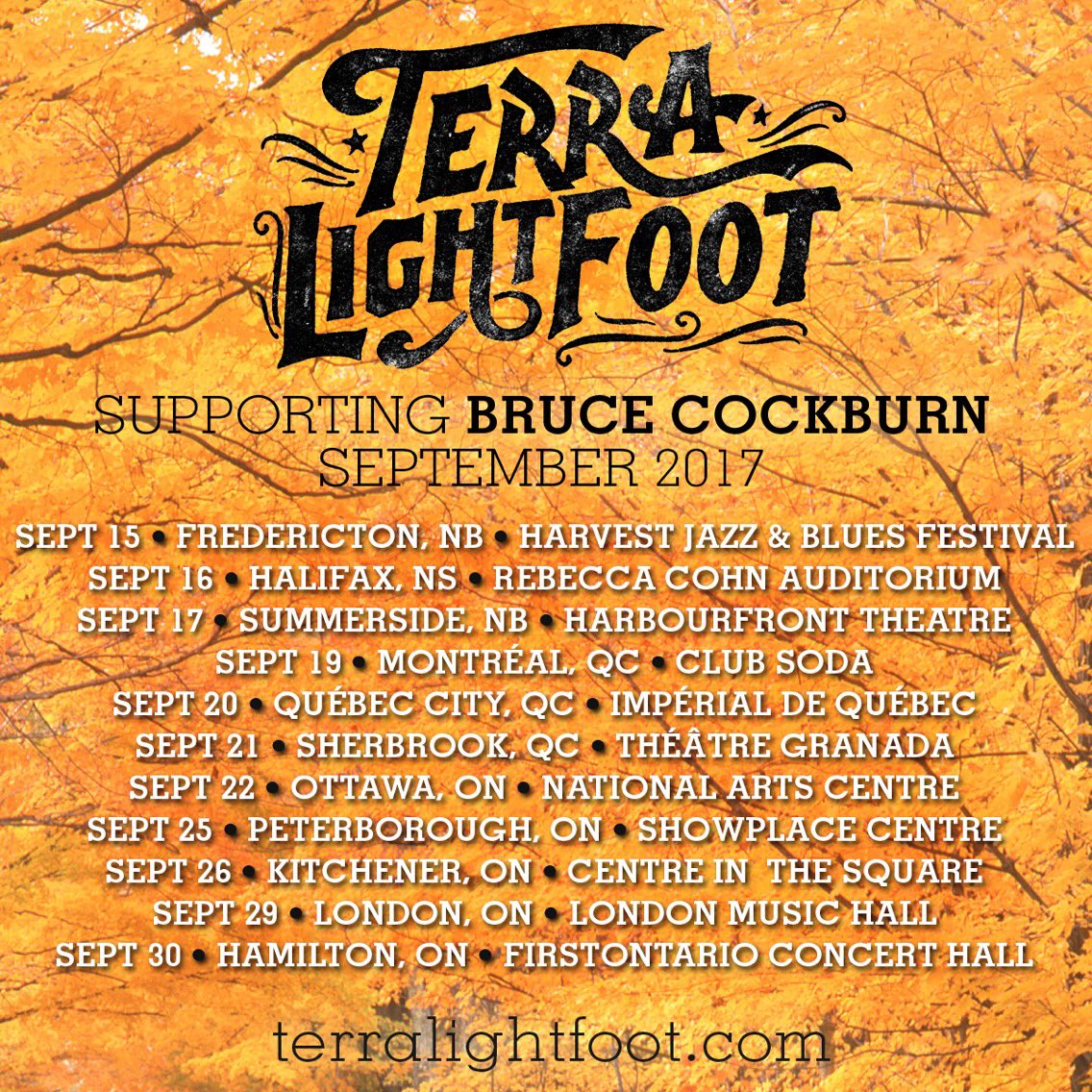 Beyond excited to spend Fall touring eastern &amp; central Canada w/the legendary #BruceCockburn! Hope to see you there! terralightfoot.com/tour-dates/