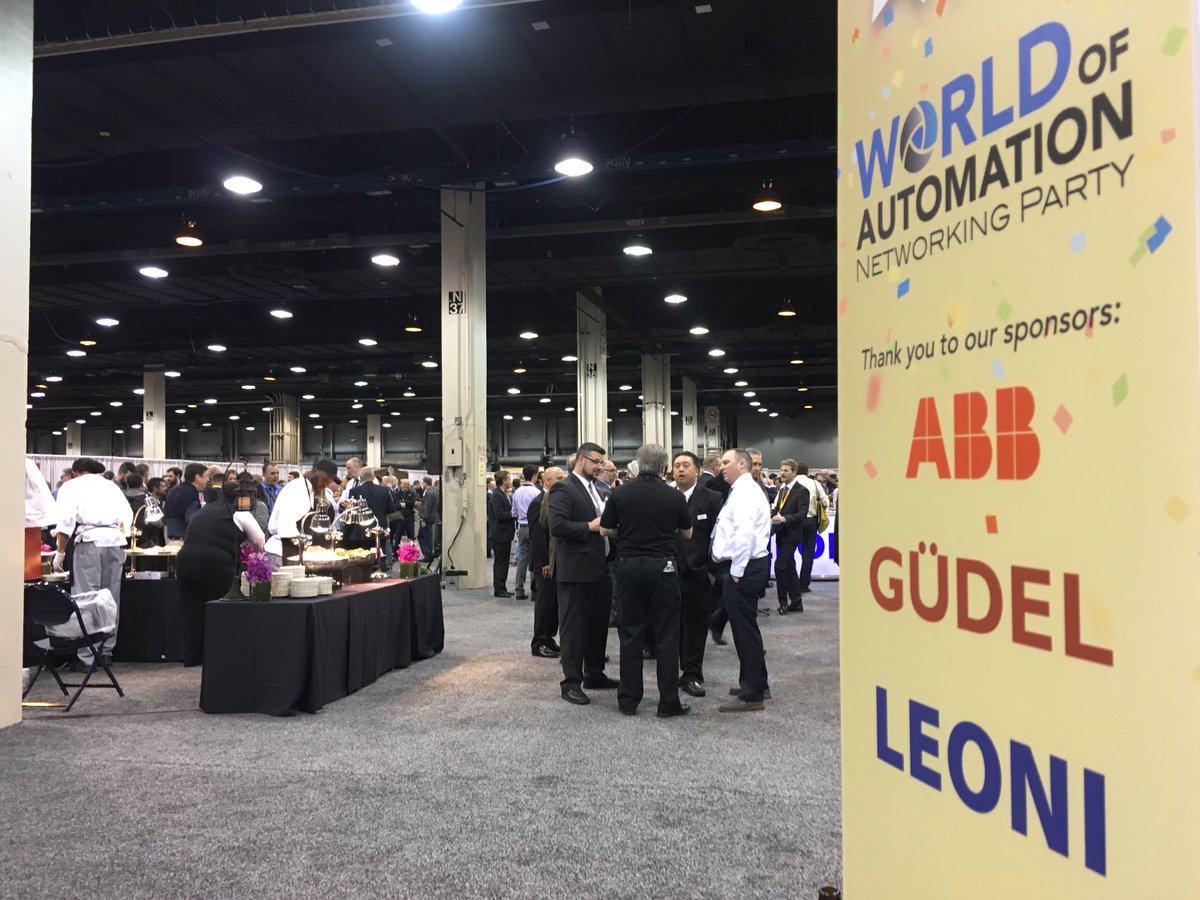 AutomateShow's tweet photo. Our World of Automation Networking part was a blast! Big thanks to our sponsors Leoni, Güdel and @ABBRobotics! #Automate2017 https://t.co/c1B0F7BqUe