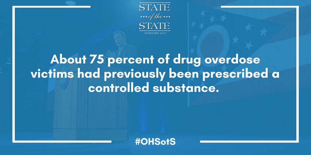 JohnKasich's tweet photo. By setting aggressive prescription limits, we’re taking big steps to prevent opiate addiction from happening in the first place. #OHSotS https://t.co/iJH942DxhO