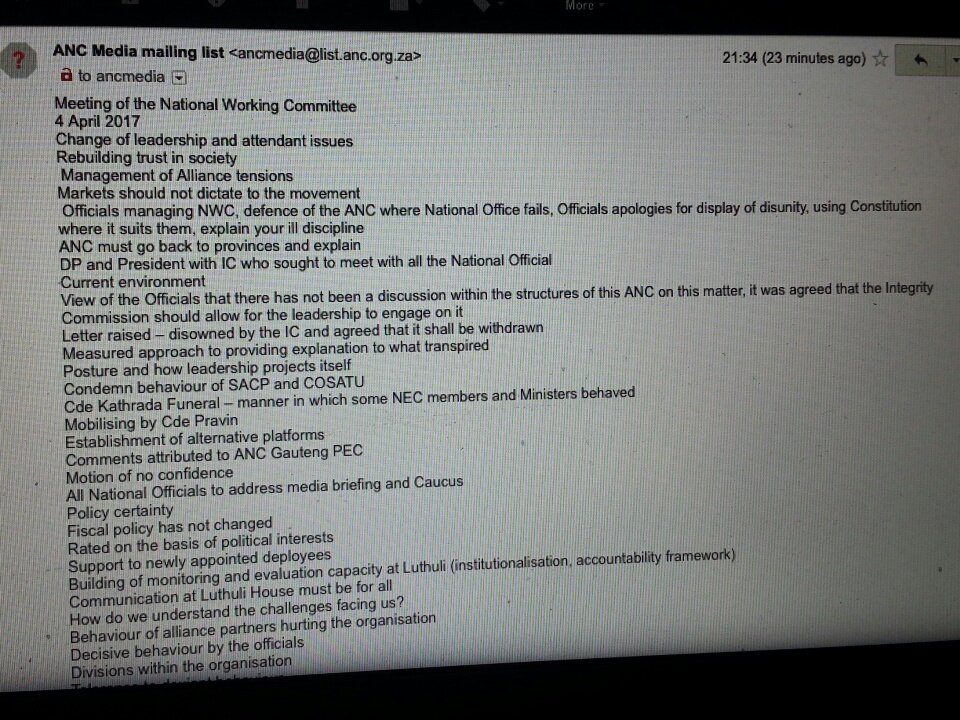 #ANCNWC Email that appears to be minutes from the meeting mistakenly sent to media.
MV