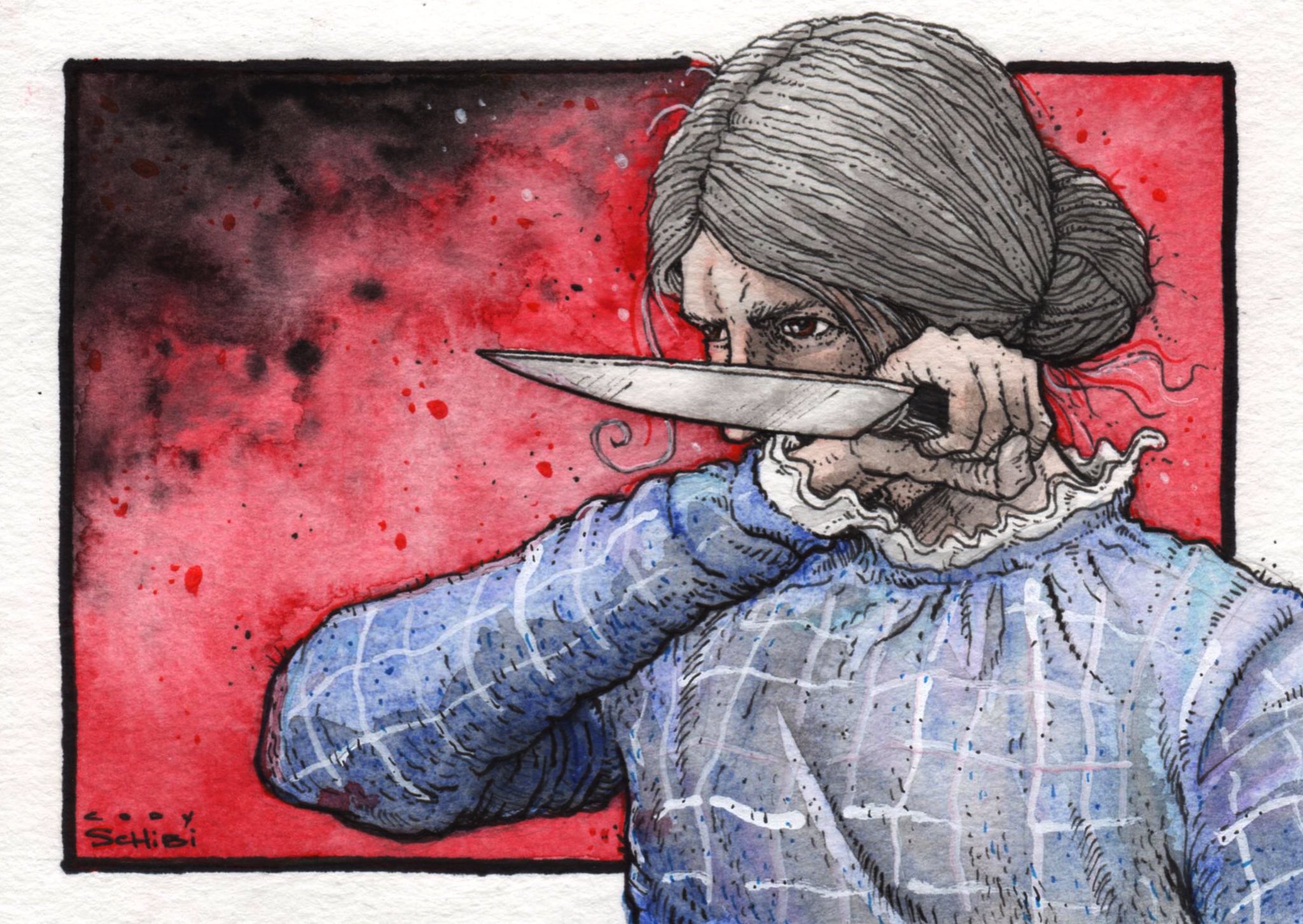 Norman
7\"x 5\" watercolor/ink
Happy Birthday, Anthony Perkins!  