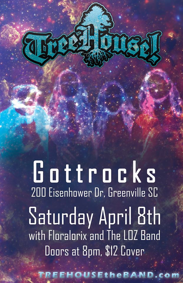 Excited to return to the Carolinas with @treehousetheband! @gottrocksgrnvl Greenville, SC April 8 and @thepourhouse Raleigh, NC April 9!