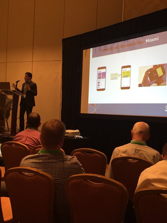 PassportHQ's tweet photo. Passport's Devin Patel chats on how #mobile enhances #transit systems. Thanks for having us, #TransITech!
#APTAtransITech17 @APTA_info https://t.co/9YUrZp7qBO