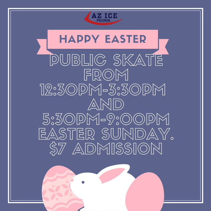 AZIcePeoria's tweet photo. TWO public skating sessions on #eastersunday! Hop on over after your days events! #hoppyeaster #thingstodoinaz #peoriaaz #iceskating #azice https://t.co/rcEnm4Wu5M