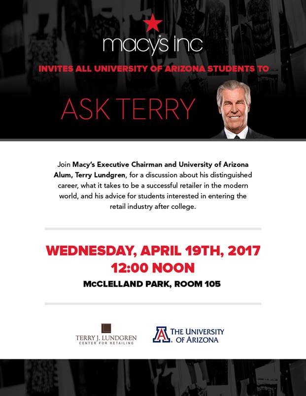 tjlcenter's tweet photo. Are you attending the 'Ask Terry' event April 19th? Join former CEO of @Macys , Terry J. Lundgren to hear all about his distinguished career https://t.co/tnrL5xsHbR