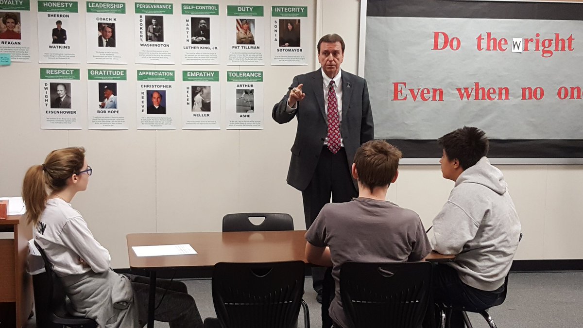 DaleBrungardt's tweet photo. Dr W addressing students in Ms. Wright's CELLS class(Character Education, Life/Learning Skills). Love the soft skills on the pics behind him https://t.co/kRDUR2zP81