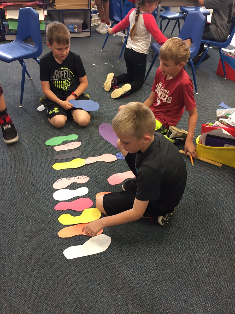 mRsBobcatMartin's tweet photo. These boys are busy comparing our measured feet and putting them in order from least to greatest. #howbigisafoot https://t.co/hQ2LXzwTD7