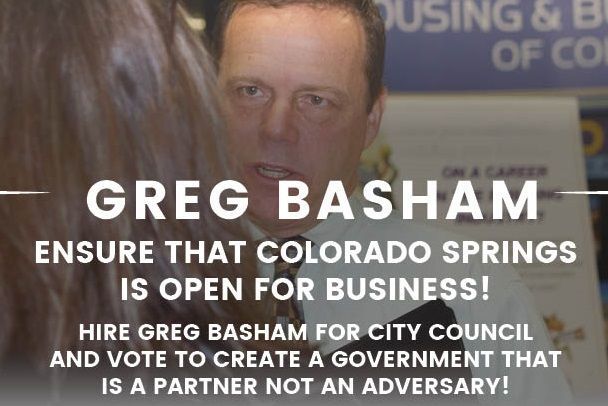 votegbasham's tweet photo. Vote Greg Basham for Council District 1 ... and ensure Colorado Springs is open for business!
#COSVotes #VoteBasham https://t.co/ROvWpmSWlb