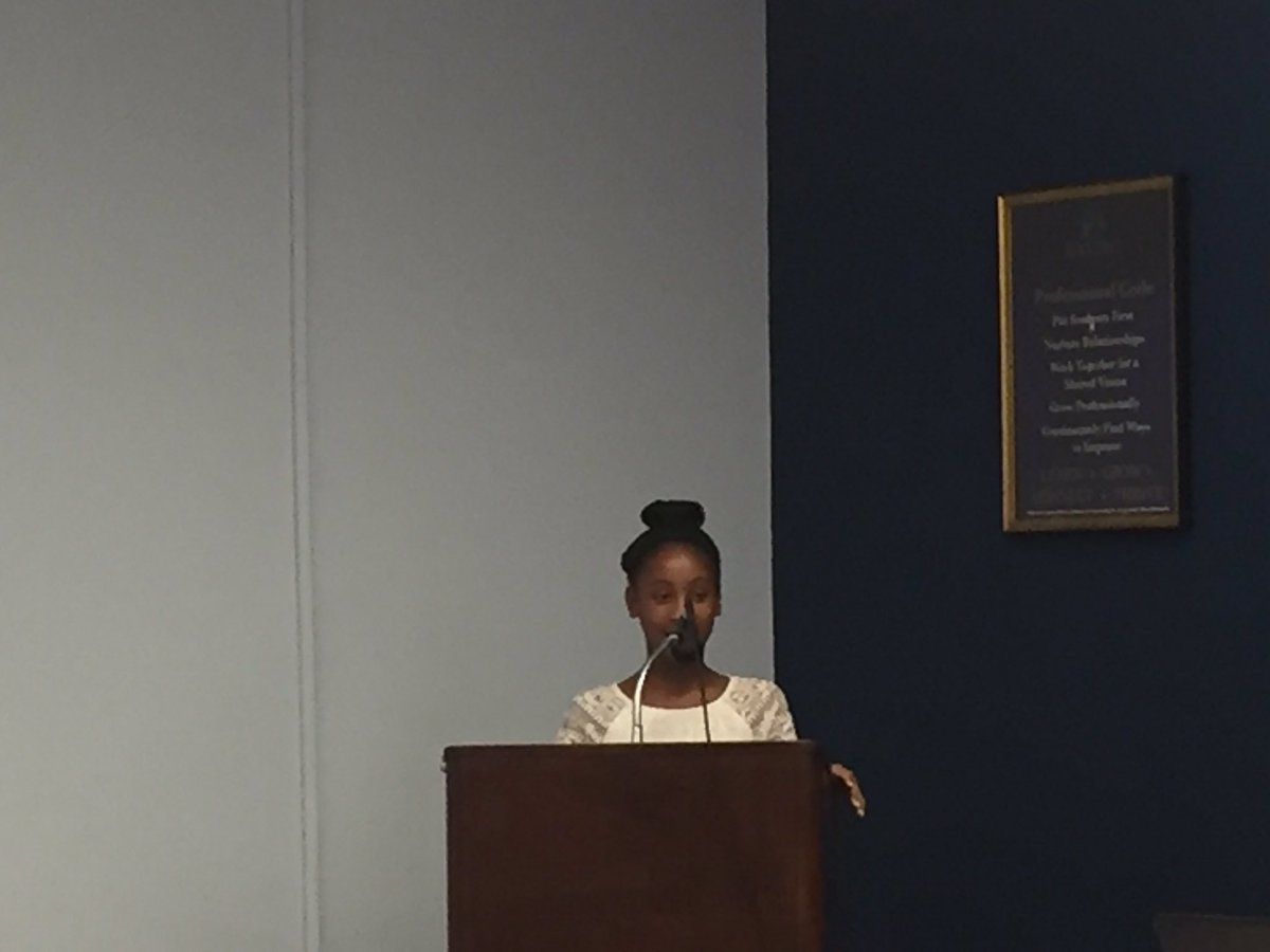 Great job to Morgan Bennett 5th grade student at Ebeneezer Avenue School of Inquiry for the Call to Order at tonight's board meeting!