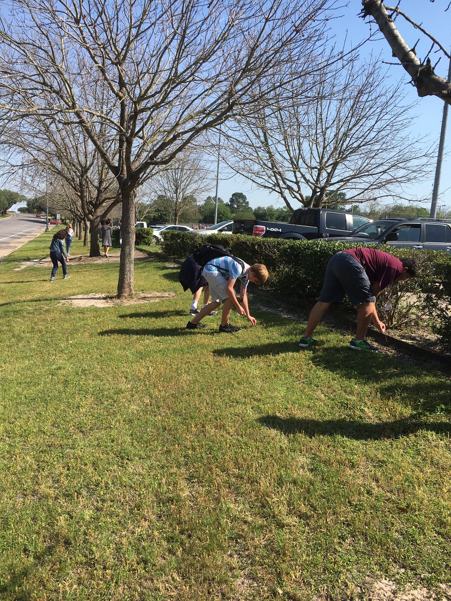 msstephsams's tweet photo. @AMCMSCatPRIDE  STUCO picked up a ton of trash today around our school! So proud! @Mann4Edu  @byrdmath https://t.co/ezTP2NI5No