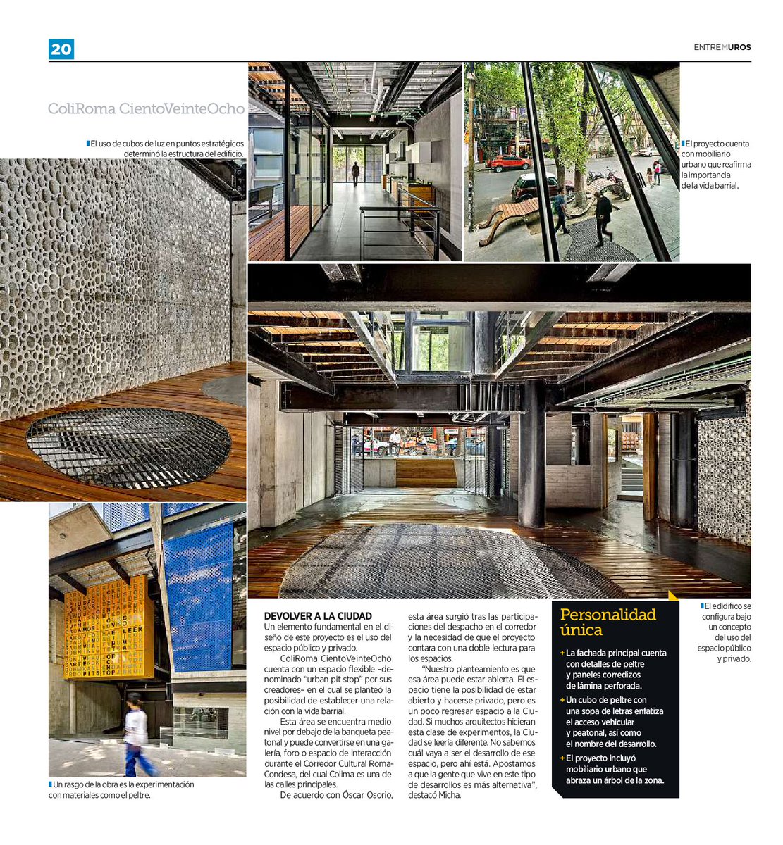 ARQMOV's tweet photo. El periódico Reforma, en su suplemento Entremuros, publicó en este numero nuestro proyecto ColiRoma CientoVeinteOcho. #architecture https://t.co/fiaCov68LL