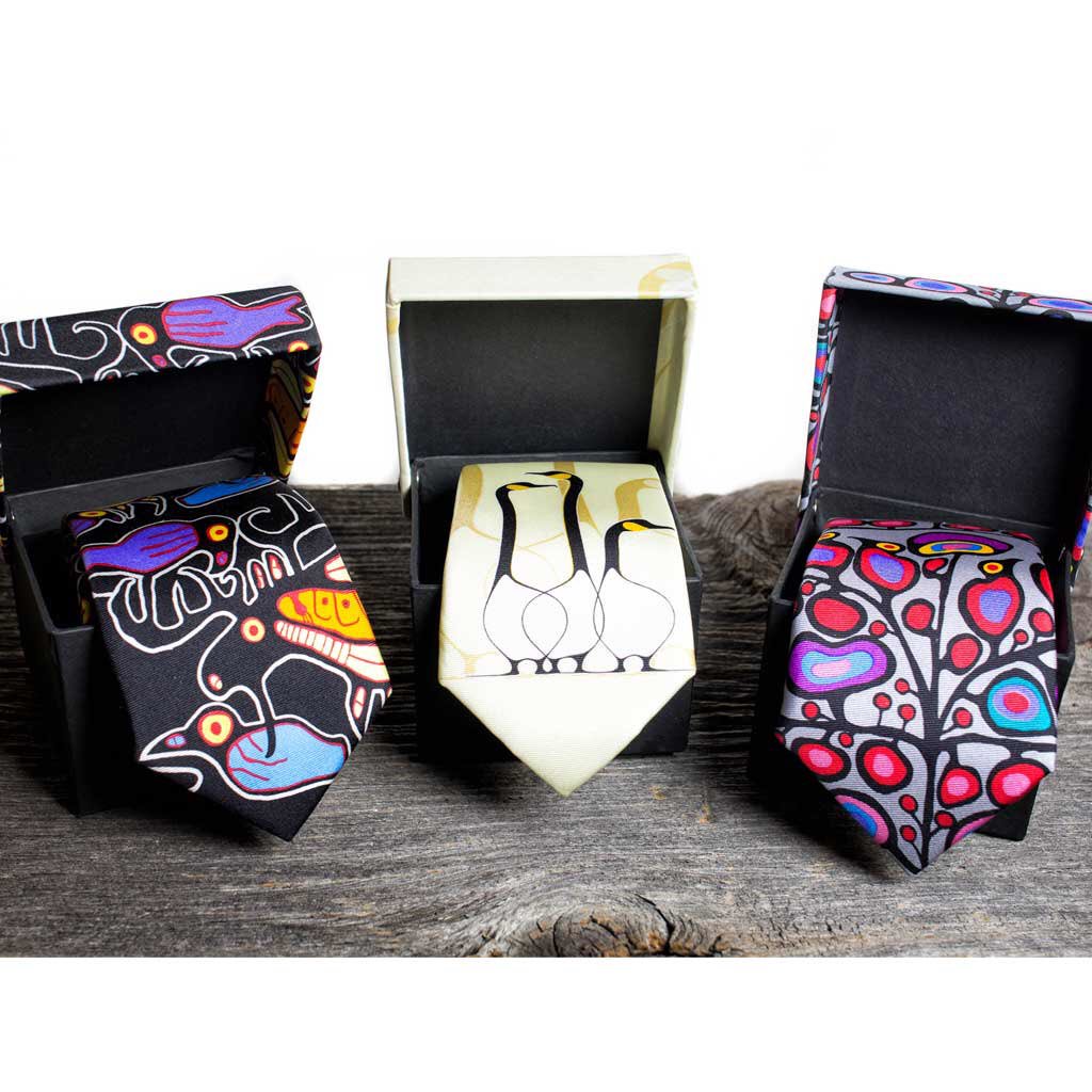 Look at these slick slim slick ties by Norval Morrisseau and Benjamin Chee Chee! Visit our store or get them here -> beadeddreams.ca/collections/ne…