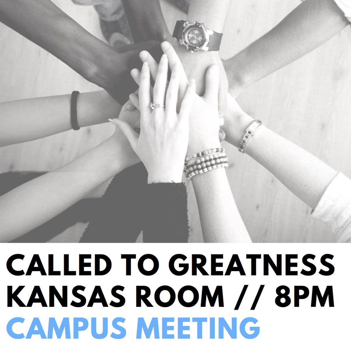 CTG_KU's tweet photo. CTG fam! Campus meeting tonight, 8pm, KANSAS ROOM. Tell yo' friends to tell their friends to tell their friends. #propheticpeople #ctgfam https://t.co/reX4n0Crjc