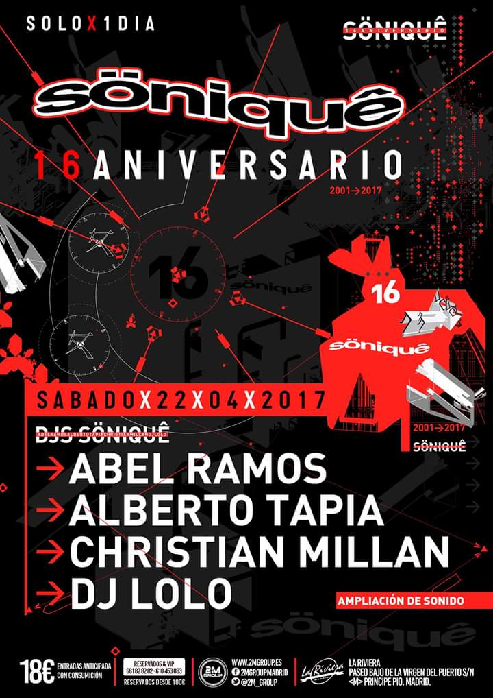 #Sonique x 1 dia - sábado 22 abril @ #LaRiviera #EspirituRemember #MadridRemember