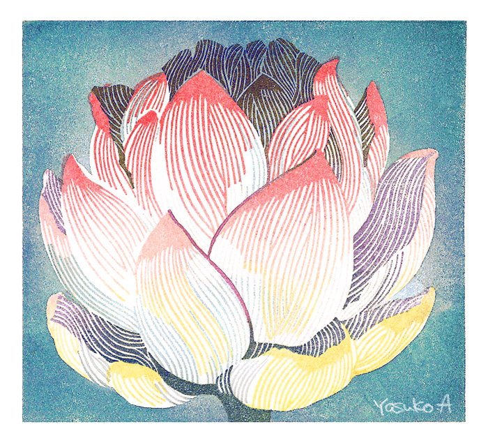 「消しゴムはんこを経て、現在は消しゴム版による多色刷り版画を制作しています。鳥・花」|アオヤマヤスコ yasuko aoyamαのイラスト