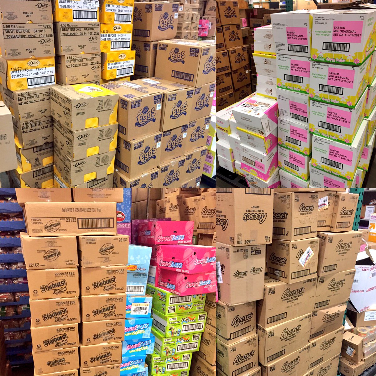 jregssss's tweet photo. 1,200 cartons/22,000 eaches Easter candy &amp;unload team is wanting more after these nicely grouped pallets right from the line! @CamilleGroark https://t.co/XkhXxbPvYs
