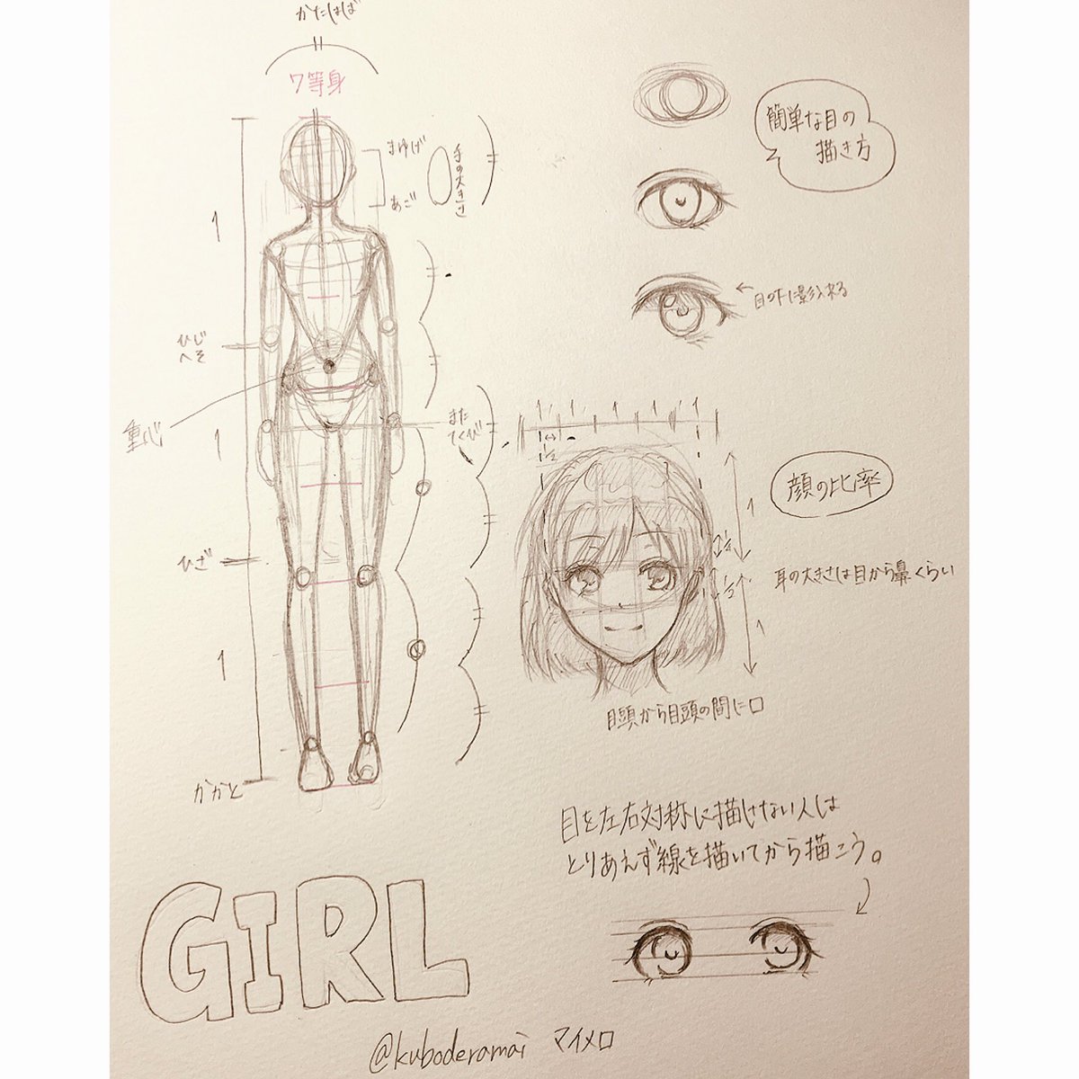 久咲まい 旧マイメロ イラスト垢 だいぶ雑で下手ですが描き方まとめました 保存