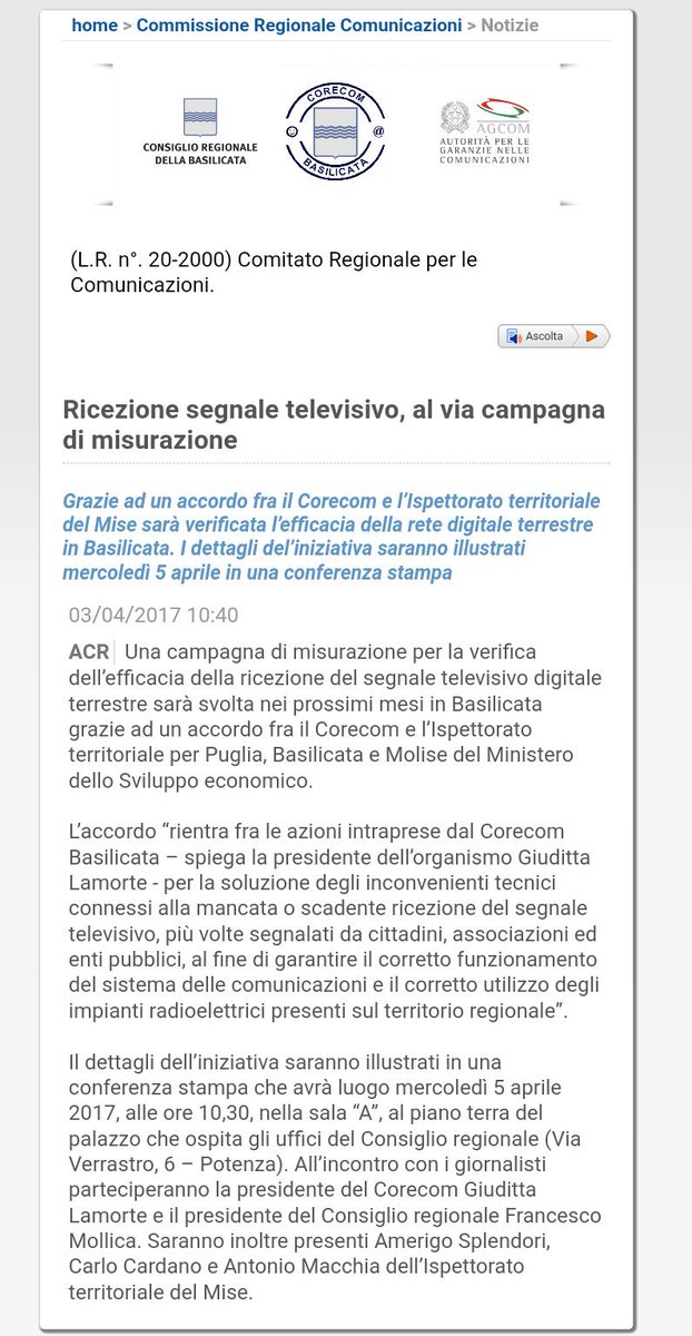 giudittalamorte's tweet photo. Questa mattina #campagnamisurazione #digitaleterrestre #corecombas #ispettoratoMISE @frmollica @pierolacorazza @candiot @GianniRosa65 https://t.co/h4WjZmDAvE