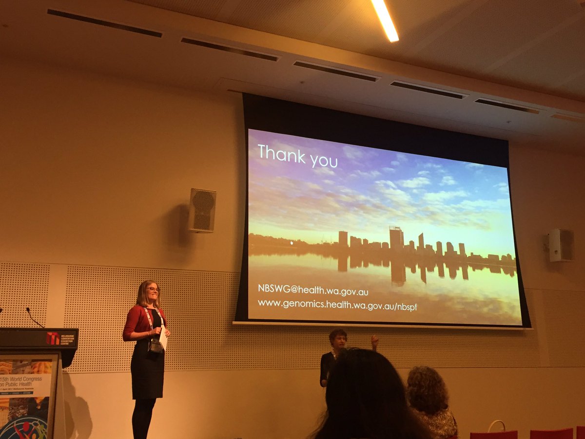 Karla_Lister's tweet photo. A wonderful prestn by @fayebowman88 showcasing our national newborn screening policy process...and good discussion from audience! #WCPH2017 https://t.co/mUoDvlk36Q
