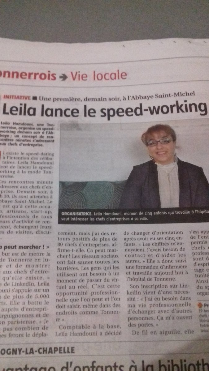 laila_hamdouni's tweet photo. #Speedworking #Demainsoir #Tonnerre #RencontreEntreProfessionnels https://t.co/T90HB74NPZ