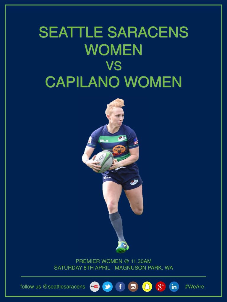 SeattleRugby's tweet photo. Sat 8th April @SeattleSaracens Premier @bcrugbyunion Women play @CapilanoRFC at home #WeAre #ProudToBe #wrugby https://t.co/WTbK1XmVpl