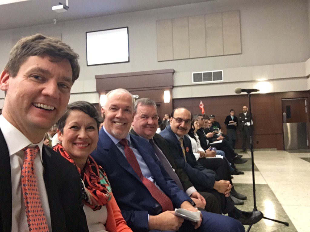 Excited to be at tonight's <a href="/metvanalliance/">MetroVanAlliance</a> Provincial Election Assembly with BC's next premier <a href="/jjhorgan/">John Horgan</a> and my pals.
