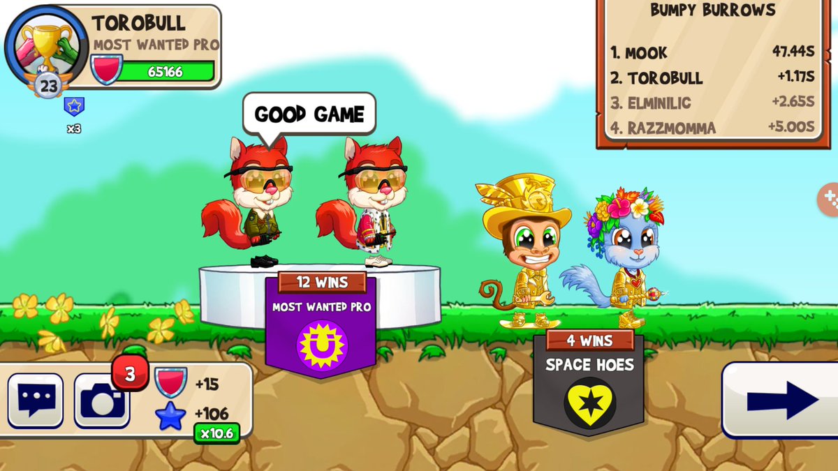 ToroBullSennin's tweet photo. Good games against #NeverSatisfied #SpaceHoes with our newest member @MOOK_FRA @TheFunRun #FunRunArena #ClanBattle #MostWantedPro https://t.co/0jCSK9Nvin