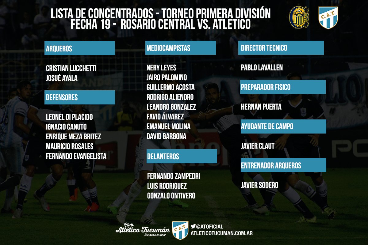 LocuraTotalAld's tweet photo. Lista de concentrados
Torneo Primera División
Fecha 19
@CARCoficial vs. @ATOficial https://t.co/mUW5Eu9TPS