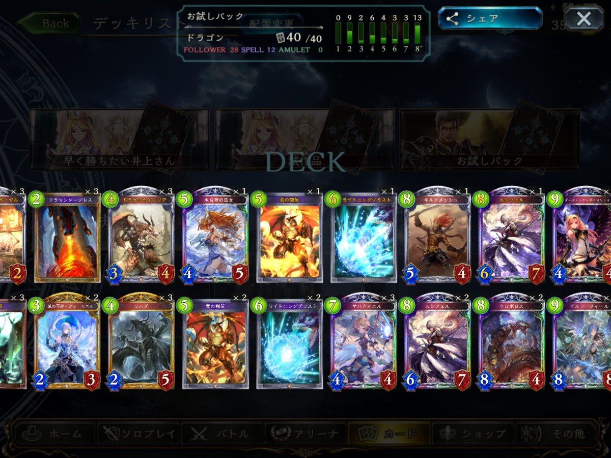 マジョノカ渚 No Twitter アジルスとタージ貰えたあああ 杉田さんリスペクトで ドラゴン縛りで勝したよ 今のデッキはこんな感じ まだ色々増やしたり減らしたりして調整してます Shadowverse シャドバ マジョノカ渚 No Twitter アジルスとタージ貰えたあああ 杉田さんリスペクトで ドラゴン縛りで勝したよ 今のデッキはこんな感じ まだ色々増やしたり減らしたりして調整してます Shadowverse シャドバ