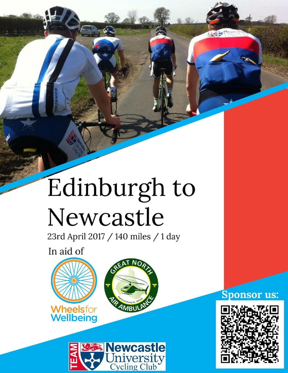 Pelotoonmag's tweet photo. @StudentsNCL cycling club are riding from Edinburgh to Newcastle for charity! Sponsor below! #ukcyclechat #cyclist #fundraising https://t.co/iE0IehRWRS