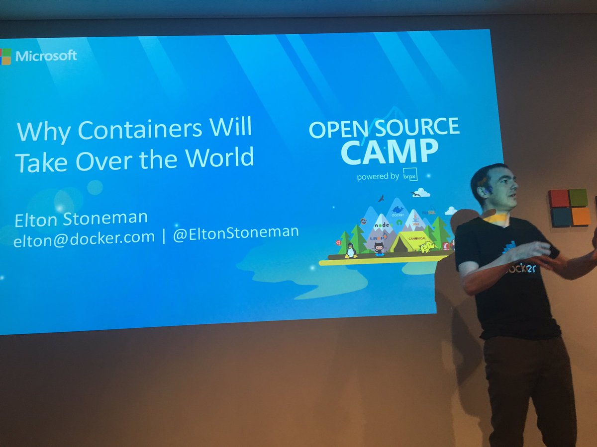 cguedes's tweet image. Docker and containers presentation at #MSOSCamp