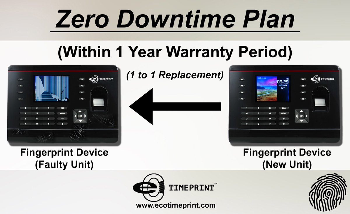 ecotimeprint's tweet image. Get more information on Our Zero Downtime Plan. Visit ecotimeprint.com/DowntimePlan.a… … #Biometric #FingerprintDevice #TimeAttendance #ECOTIMEPRINT