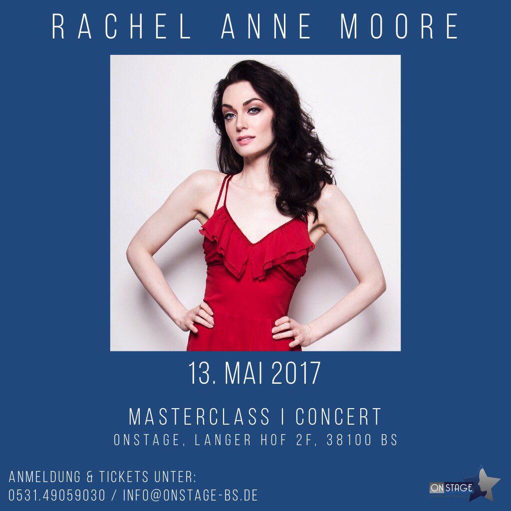 OnStageBs's tweet photo. Wir freuen uns, dass die großartige #rachelannemoore bei uns eine MasterClass und ein Konzert geben wird:) Infos unter info@onstage-bs.de! https://t.co/5RbcaTeLzw