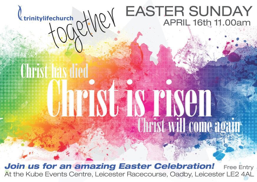 TLCOadby's tweet photo. EASTER SUNDAY join us at the Kube conference Centre at 11am to celebrate the resurrected King!
Bring a guest, bring the family
#TLCtogether https://t.co/embFLYAdxC