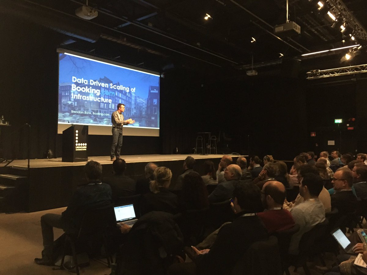 icsa2017conf's tweet photo. Keynote: B. Bank - "Data Driven Scaling of https://t.co/Xw2buqLHEC Infrastructure" now @icsa2017conf #Bookingcom https://t.co/BUOE4H6sx7 https://t.co/uA82Kn4DZV