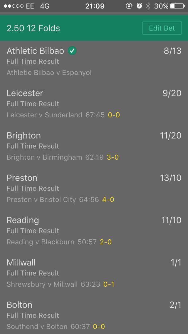 FMIBailey's tweet photo. @FootyAccums When you think you're having a bad day? Friend of mine cashed this out for £40 and it ended up winning! #Gutted #Football #Acca https://t.co/AZhLEsVWwZ