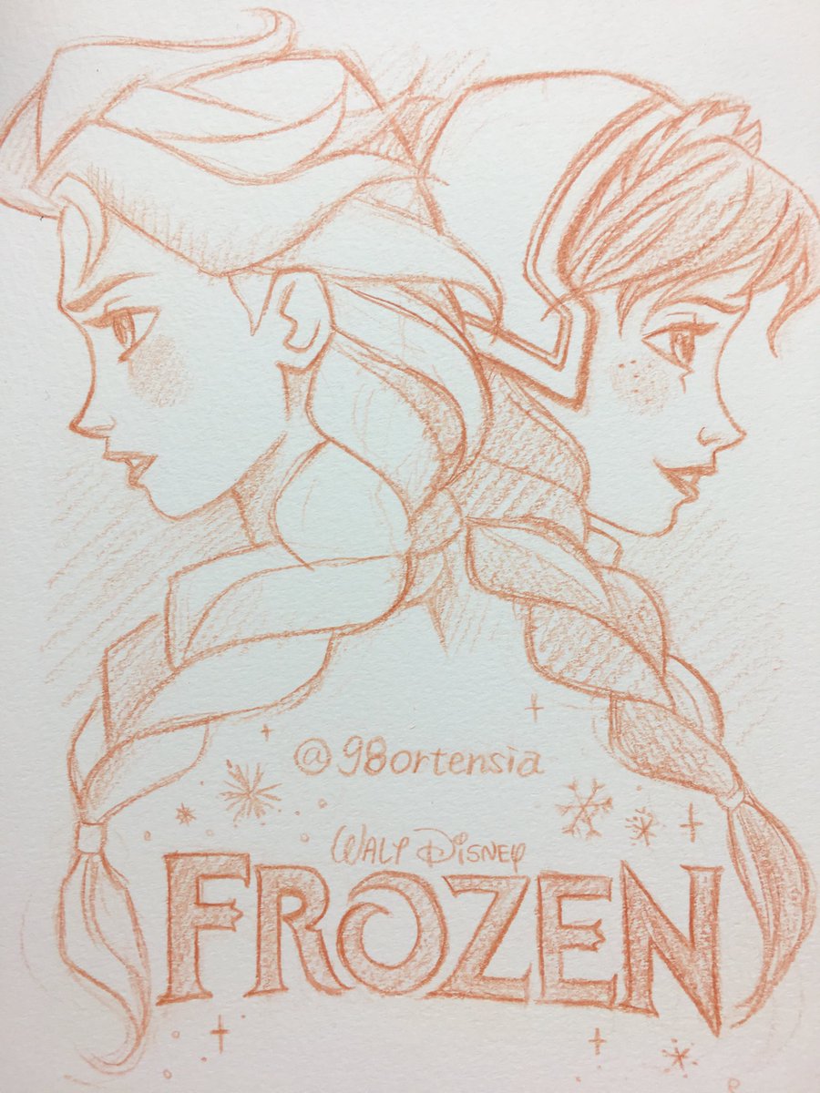 Kazane A Twitter エルサとアナを色鉛筆で描きました ディズニー アナと雪の女王 エルサ アナ ディズニープリンセス イラスト 手描き 色鉛筆