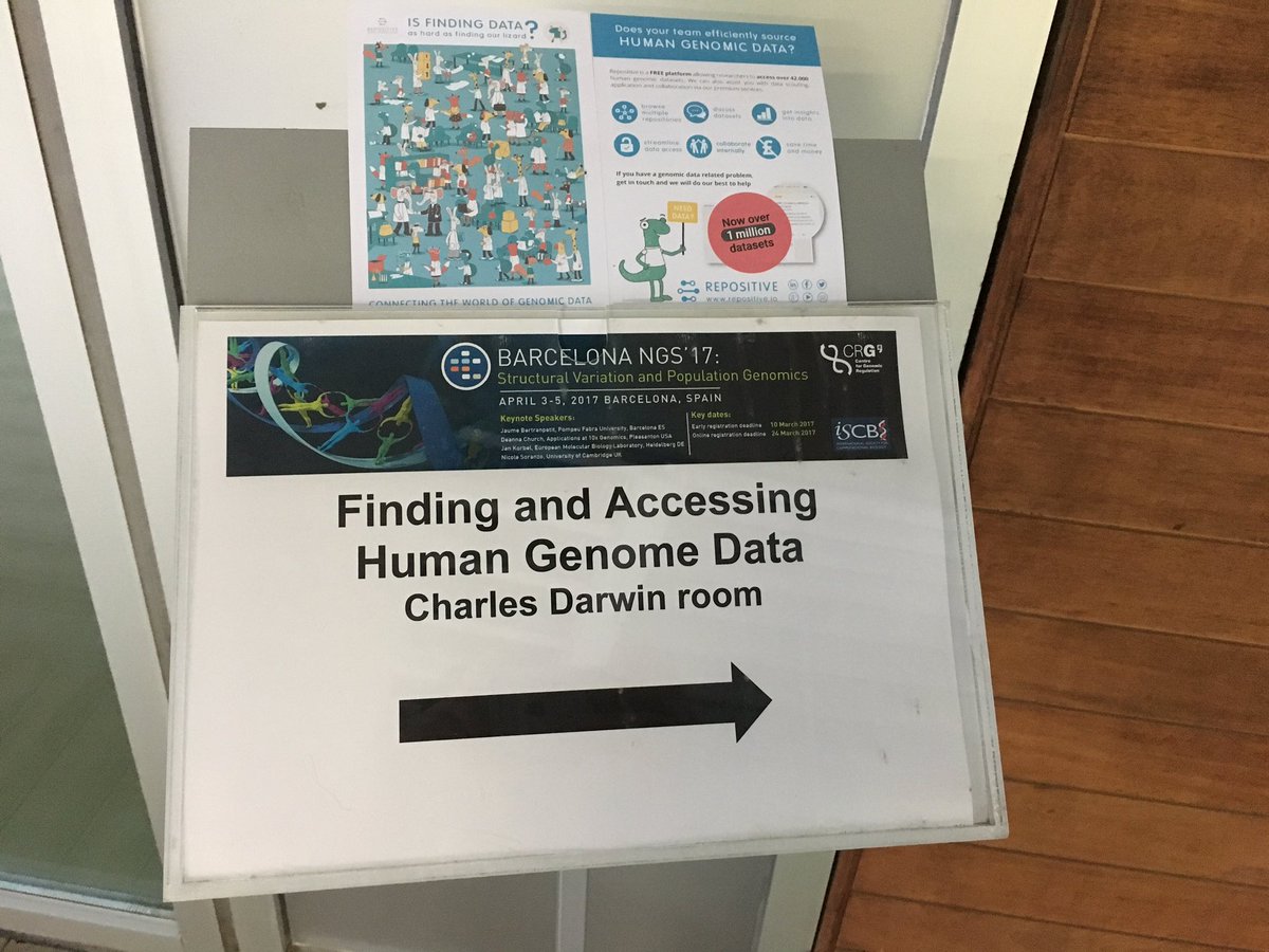 repositiveio's tweet photo. We're getting ready for our workshop on 'Finding & Accessing Human Genomic Data' lead by @manuelcorpas at #NGS17 @iscb @the_prbb #Barcelona https://t.co/GinmBbqqJE