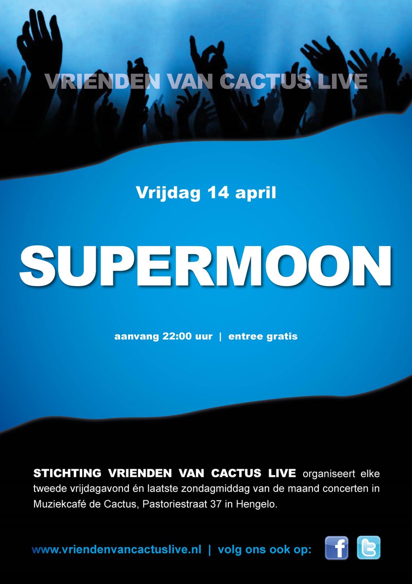 vriendvCL's tweet photo. Put on your funkin’ shoes, Supermoon is coming for you! Vrijdag 14 april, 22 u. op uitnodiging van VvCL @DeCactus. #Supermoonfunk #tour https://t.co/WUby2LzsxF