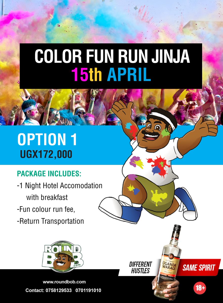 tripesanow's tweet photo. #LetBobtakeyouthere this Easter for the #UGColorRun with the affordable packages for you,
Don't dull this Easter, Let's feel the Nile waves. https://t.co/Fgk81w255N