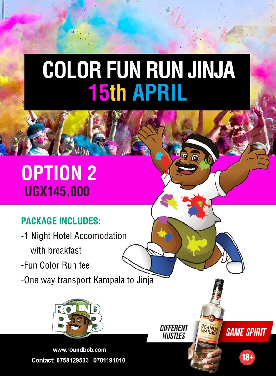 tripesanow's tweet photo. #LetBobtakeyouthere this Easter for the #UGColorRun with the affordable packages for you,
Don't dull this Easter, Let's feel the Nile waves. https://t.co/Fgk81w255N