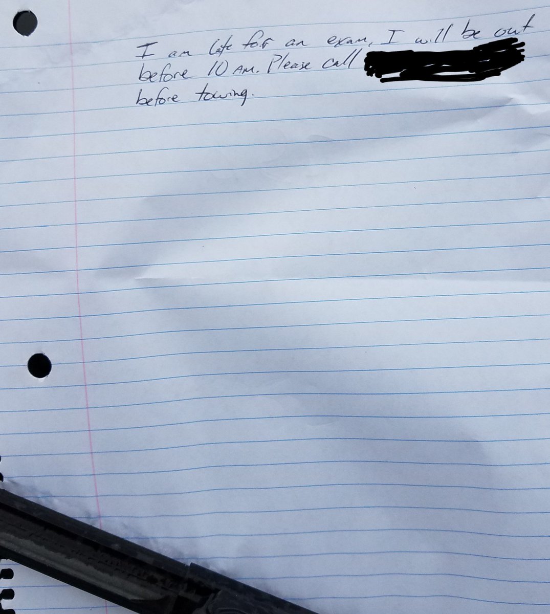 Nancy_D123's tweet photo. Found this on car parked in our reserved space...lucky for him that I'm in a good mood! #Lucky #NoTicketOrTow #BeKind https://t.co/A6qTzFvSuk