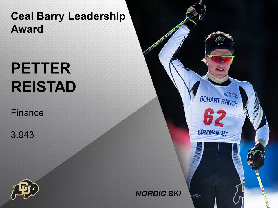 Petter Reistad from @CUBuffsSkiing is another Ceal Barry Leadership Award winners. He has a 3.943 in Finance from <a href="/leedsbiz/">Leeds School of Business</a> #GoBuffs