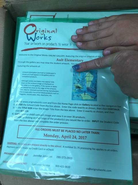 ArtsyJohnson's tweet photo. @AultElem Student Art letters go home tonight!  Check backpacks and order the awesome @OriginalWorks1 art online today!  Order through 4.24 https://t.co/xtNgAYb8rO