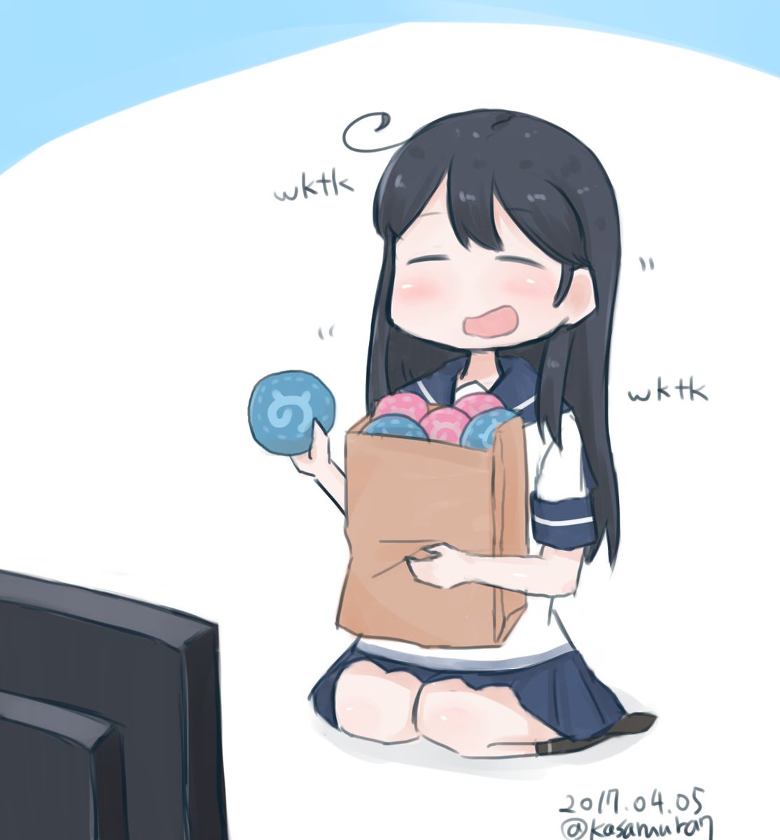 けものフレンズ けものフレンズ13話に備える潮ちゃん 艦これ版深夜の真剣お絵描き60分一本勝負 ティブ男のイラスト