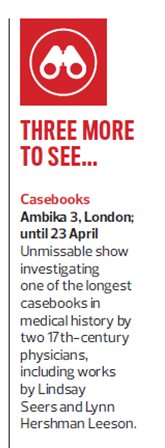 CASEBOOKS has been deemed 'unmissable' in the Observer's Art Review this week! Be sure to catch it before 23rd Apr @ambika_p3 @hpscasebooks